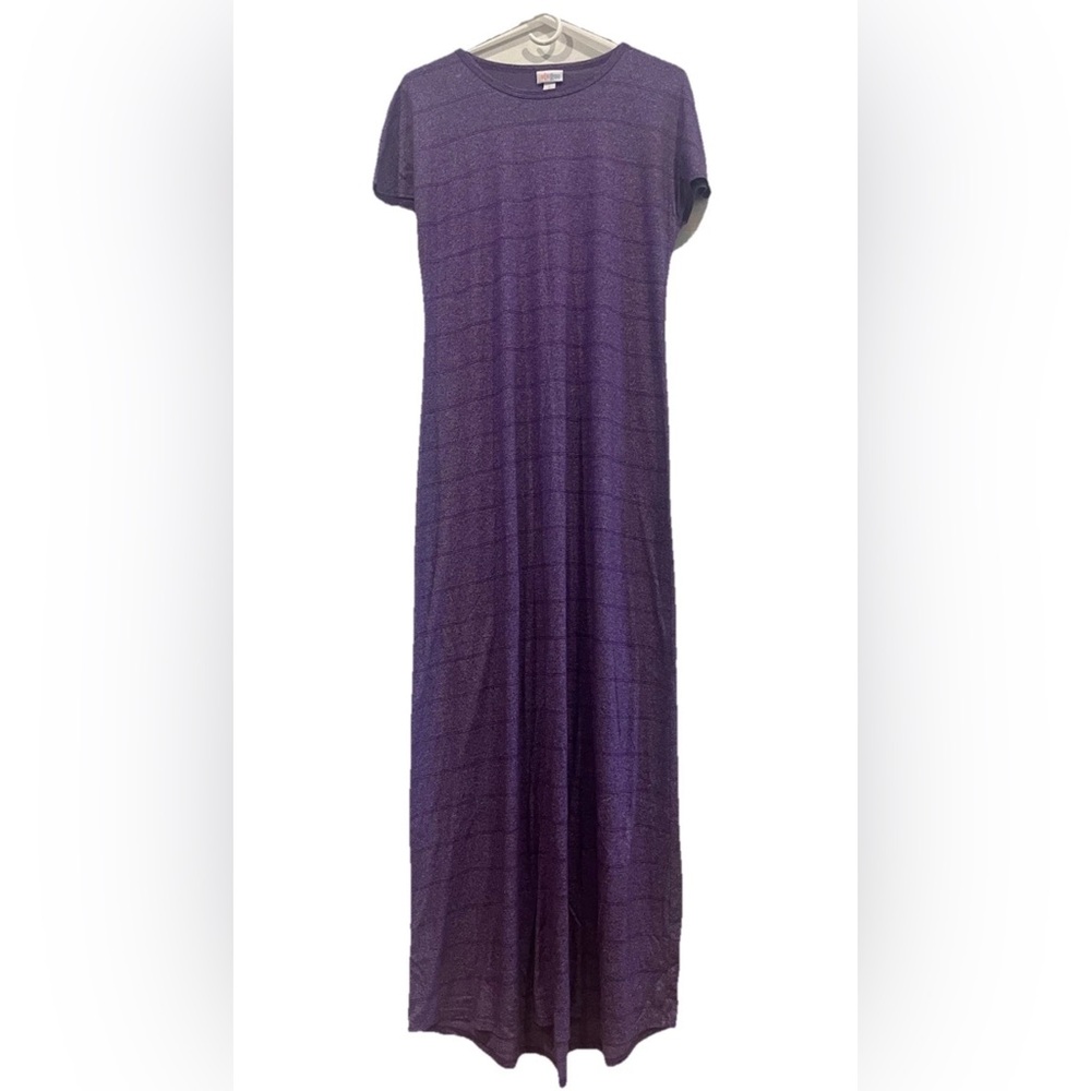 LuLaRoe Maria Purple Stripe Maxi Dress ✨ Size S Flowy T-Shirt Style
